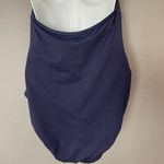J.Crew  Swimsuit One Piece Scalloped Neckline Deep V-Neck Size 10 Navy Blue‎ Photo 7