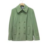 Garnet Hill  Green Wool Pea Coat Jacket Women’s Size 12 Double Breasted Spring Photo 4