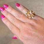 Fancy CZ Cubic Zirconia Gold Cocktail Formal Evening Ring 5.5 Photo 0