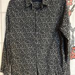 Abercrombie & Fitch New York Smiley Face Peace Sign Doodle Print Button Up Shirt Photo 3