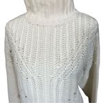 BCBGMAXAZRIA  Gardenia Cream Sequin Merino Wool Mock Neck Tunic Sweater Sz Small Photo 6
