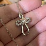 Cross CZ I Love You Sterling Silver Necklace Silver Photo 2