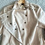 We The Free  Ivory Wool Moto Jacket Beaded Brass Boho Free People Size S Photo 8