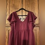 Birdy Grey  HANNAH EMPIRE DRESS CHIFFON CABERNET CURVE NEW NWT BRIDESMAID Slit 2X Photo 4