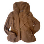 Luisa Spagnoli Brown Wool Angora Blend Fur Trimmed Knit Jacket Size M Size M Photo 0