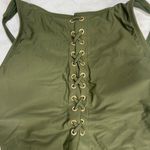 Beyond Control Solid Citizen Lace Up High Neck One Piece Swimsuit Size 10 Green Photo 2
