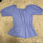 Nine West Blue with Black Stripes Peplum Top Photo 4