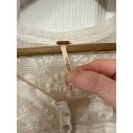 Free People To the Sea Lace Cream Oversized Long-Sleeve Henley Blouse Top, M Photo 5