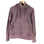 Athleta Triumph Printed Hoodie in Smoked Almond Brown Lynx Purple Print, Small Photo 2