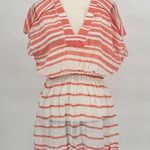 Athleta Beach Cover Up Tassel Trim Stripe Coral & White Size Xsmall Photo 0