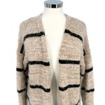 HYFVE Striped Long Textured Cardigan Sweater Beige Black Size Medium Photo 1