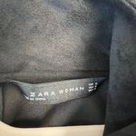 ZARA  Black Embroidered Floral Mini Dress Medium Faux Suede High Neck 3/4 Sleeves Photo 7