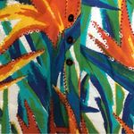 Multicolor Blue Orange Yellow Green Tropical Sequin Button Up Shirt Blouse Top Size L Photo 2