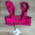Beach Riot NEW  Madeline Bikini Top Pink Fuchsia Rose Medium Photo 2