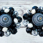 Vintage Clip On Earrings Artsy Statement Blue, Black, Off White Photo 0