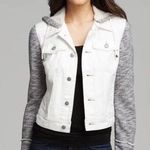Free People  Women's Jacket Hoodie Denim Size XS Knit Distressed Photo 0