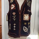 Vintage 90a fall floral embroidered sweater vest Black Size XL Photo 10