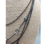 EXPRESS  Gray Gun Metal Multi Strand Smokey Beaded Necklace Tassel Accent 16" Photo 7