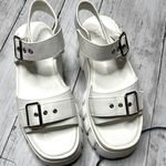 Chunky White Platform Lug Buckle Sandals Size 8 Photo 6