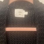 NWT Luna Ivy Puff Smiley Face Open Front Cardigan Chunky Oversize Black Size XS Yellow Photo 2