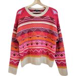 Forever 21 Vintage Sweater Women Medium Pink Red Knit Tribal Western Boho Aztec Photo 0