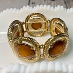 Vintage Mika Gold And Amber Colored Statement Necklace and Bracelet Set Photo 3