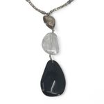 Ann Taylor  Factory Long Necklace Dark Blue Goldstone Pendant Boho Statement Photo 9