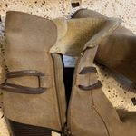 Sporto Beige Booties Side zip Strappy 7.5 heel boots suede leather Sherpa lined Photo 6