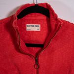 Free People Midnight Half Zip V Neck Pullover Ribbed Sweater High Risk Red XS Photo 1