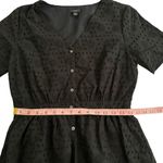 Ann Taylor  Factory Black Eyelet Peplum Hem Button Down Blouse Photo 6