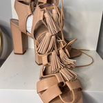 Loeffler Randall Tassel Lace Up Heels Gladiator Block High Heel Sandals -9.5M Photo 0