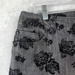 Chico's  Platinum Denim Gray Jeans Black Velvet Roses Size 1.5 / US 10 Photo 5