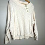 We The Free  People Cream Beige Pullover Sweatshirt with Buttons Size Large Photo 2