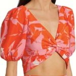 Monique Lhuillier ML Printed Taffeta Crop Top 10 Photo 2