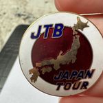 Vintage JTB Japan Travel Bureau Tour Souvenir Map Outline Enamel Pin Red Photo 6
