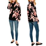 Nic+Zoe NWT  Sweater Flowering Tundra Turtleneck Black Multi Size Medium NEW Photo 3