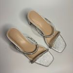 FARYL by Farylrobin Alexandra Metallic Rhinestone Embellished Heels in Silver Size 8.5 Photo 5