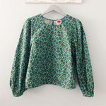 Farm Rio Anthropologie x  Hanya Puff Sleeve Blouse Turquoise Colorful Leopard NEW Photo 0