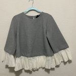 Halogen  Mixed Media Bell Sleeve Sweatshirt Light gray size Medium Photo 2