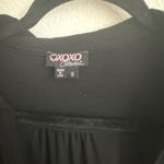 XOXO Collection Black Ruched Collared Short Sleeve Dress Floral Skirt Size S Photo 6