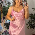 ZARA Floral Cowl Neck Satin Cami Mini Slip Dress Pink Size Large Photo 0