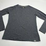 Meriwool Layers Womens Large 190g Grey Gray Wool Long Sleeve Henley Shirt *FLAW Photo 0