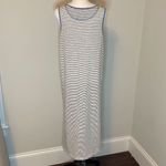 NWT MIA &T ESS Tank Dress. Size Large. White/blue with black stripes‎ White Photo 1
