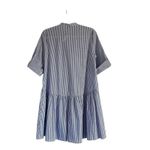 Madewell Button Front Gathered Mini Dress Striped Blue White Poplin Cotton Small Photo 4