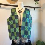 Handmade Cotton Arch Green Square Patchwork Open Style Vest Top Size Medium Blue Photo 7