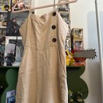 Forever 21 beige linen-blend button front wide-legged jumpsuit Photo 2