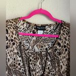 Maggie Barnes Crinkle Pleated Crepe Leopard Animal Print 3/4 Sleeve Blouse 1X Photo 2