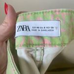 ZARA Bright Green & Pink Floral Cropped Flare Leg High Rise Pants 8 Photo 6