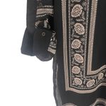 Knox Rose  XS Black Printed High Low Boho Roll Tab Sleeves‎ Sheer Tunic Top Photo 3