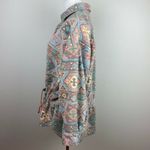 Forenza Fleece Shirt Jacket L Southwestern Printed Button Up Drawstring Vintage Photo 8